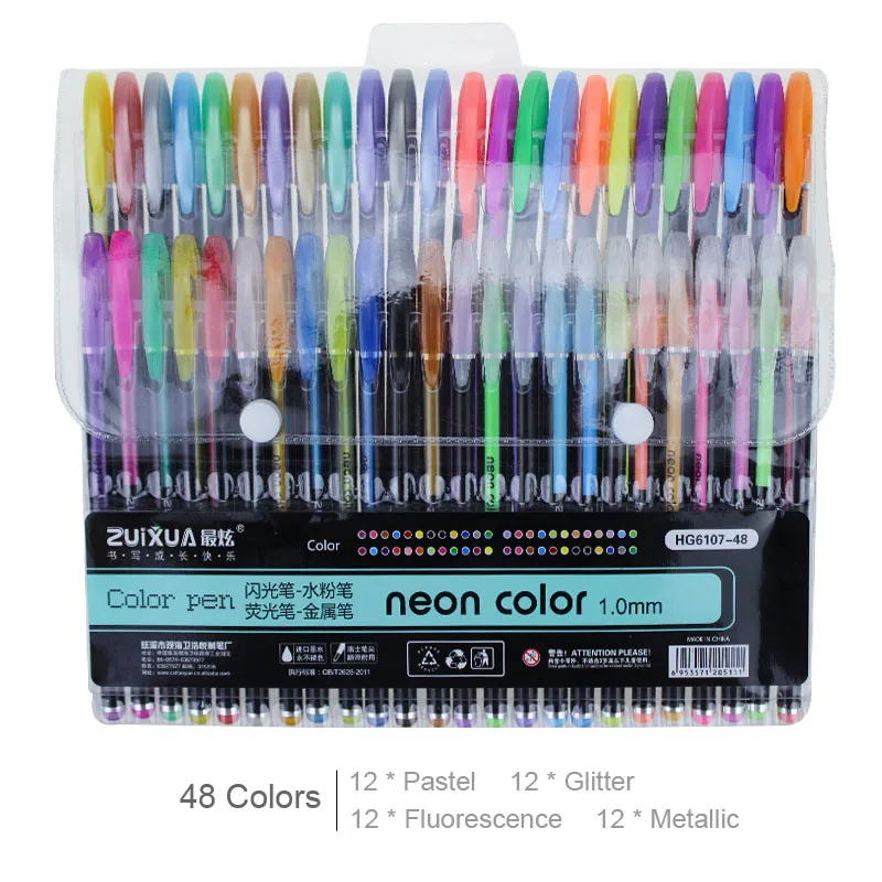 48 цветов, набор гелевых ручек, блестящая гелевая ручка для взрослых, Раскрашивание книг, журналов, рисование, школьные маркеры, канцелярские принадлежности - Цвет: 48 Colors