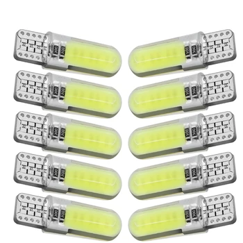 

10pcs Car led W5W T10 Bulb 194 COB light Bulbs Car Light 12SMD Silicone Lamp White Red Yellow Ice Blue Cob Led 12V Car styling