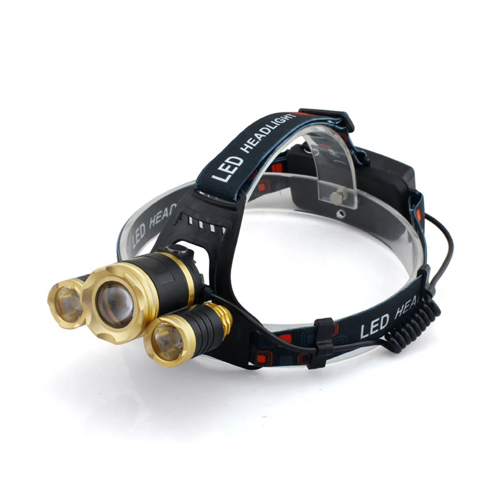 

Super cool Headlight with 3 light hunting headlamps bright light rechargeable LED fishing lights headlights 18650