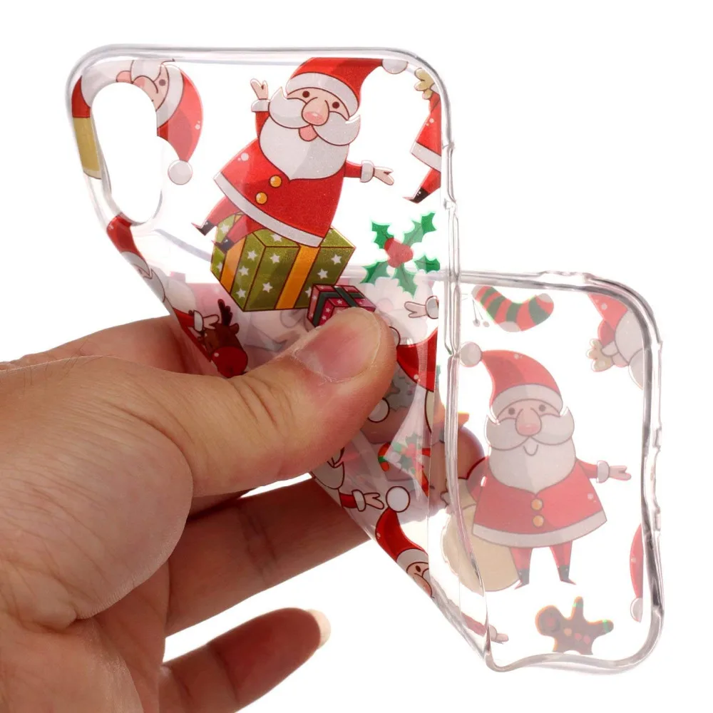 Christmas Santa Reindeer Patterned Clear Soft TPU Case For iPhone 8 Plus XS XR XS Max 6S 5S 7 Plus 7 6 5 SE 8 Chritmas TPU Coque (4)