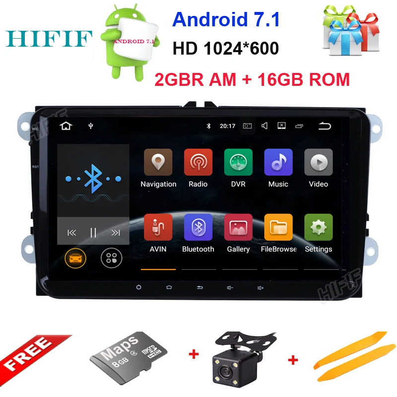 Clearance HIFIF 9" DAB+ Android 7.1.1 2GB+16GB Navi GPS for VW GOLF 5 MK6 PASSAT B6 Tiguan Touran Polo T5 EOS Caddy SEAT Jetta navigation 0