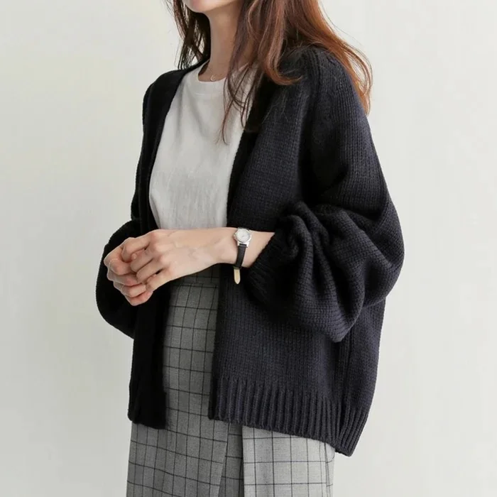 winter New Korean edition loose Pure Color hundred short knitted blouse female outside sweater coat lazy wind cardigan tide winter New Korean edition loose Pure Color hundred short knitted blouse female outside sweater coat lazy wind cardigan tide