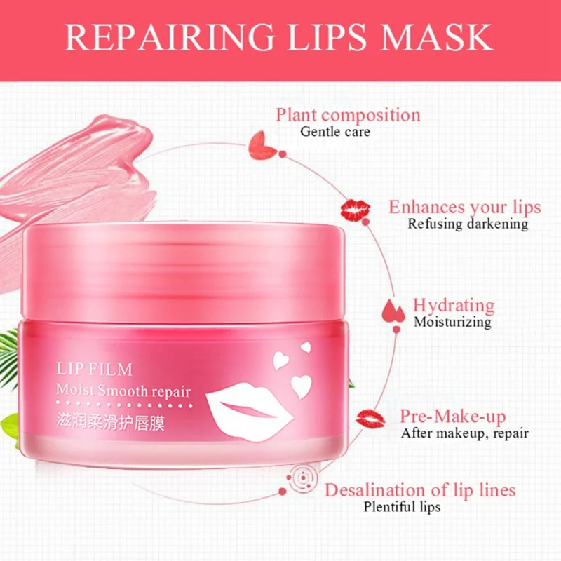Pink Lip Mask Water Replenishing Lighten Lip Lines Moisturizing&Nourishing&Anti drying& Brighten
