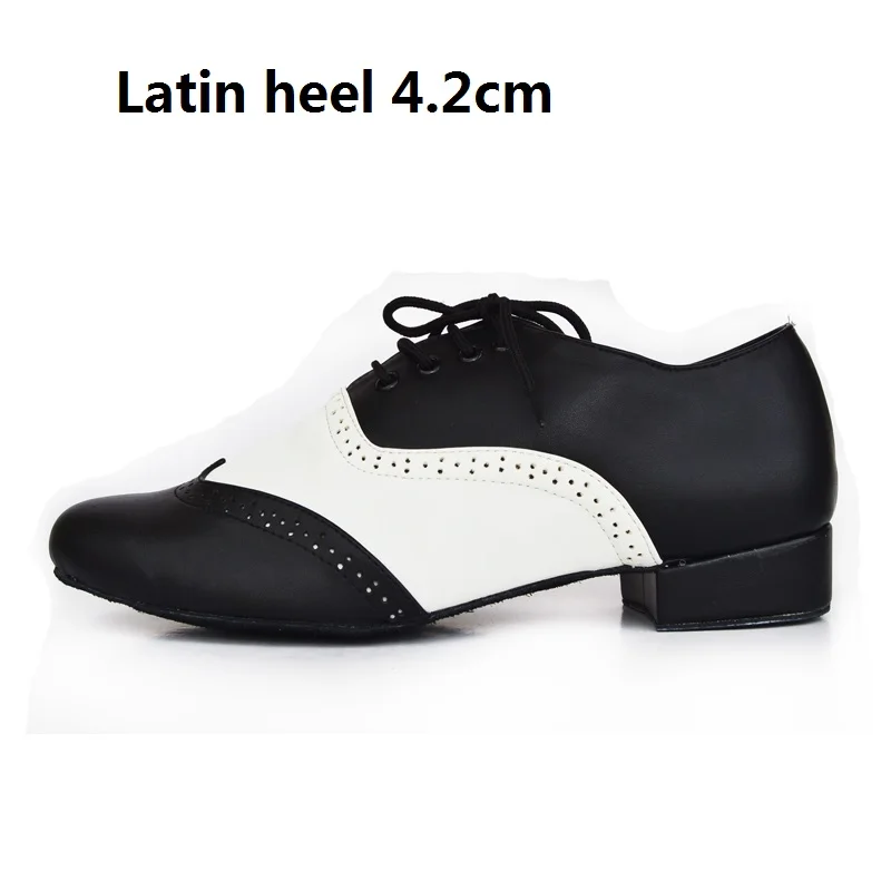 Черные и белые мужские бальные туфли из натуральной кожи для латинских танцев Обувь для сальсы замшевая подошва каблук 4,2/2,2 см Мужская Современная обувь VA30 - Цвет: Latin Heel 4.2cm