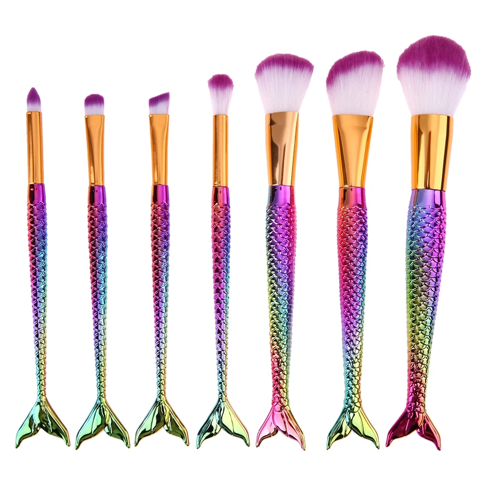 

New Arrival Mermaid Tail Shape Blending Brush 7pcs/set Blush Foundation Cosmetic Brush Makeup Beauty Contour Brush Maquiagem