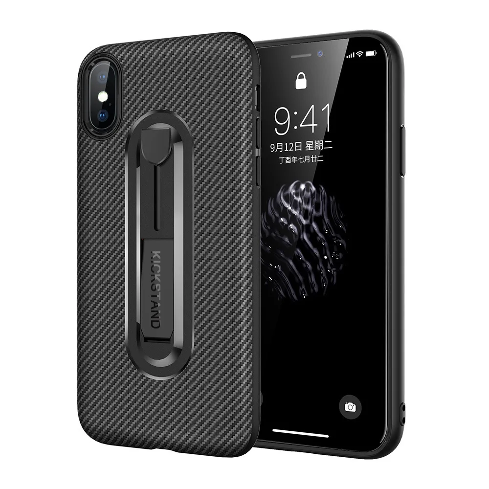 Luxury Carbon Fiber Ring Kickstand Phone Back Case For iPhone XS MAX XR X 8 7 6 6S Plus 5S SE Soft TPU Shockproof Stand Cover  (7)