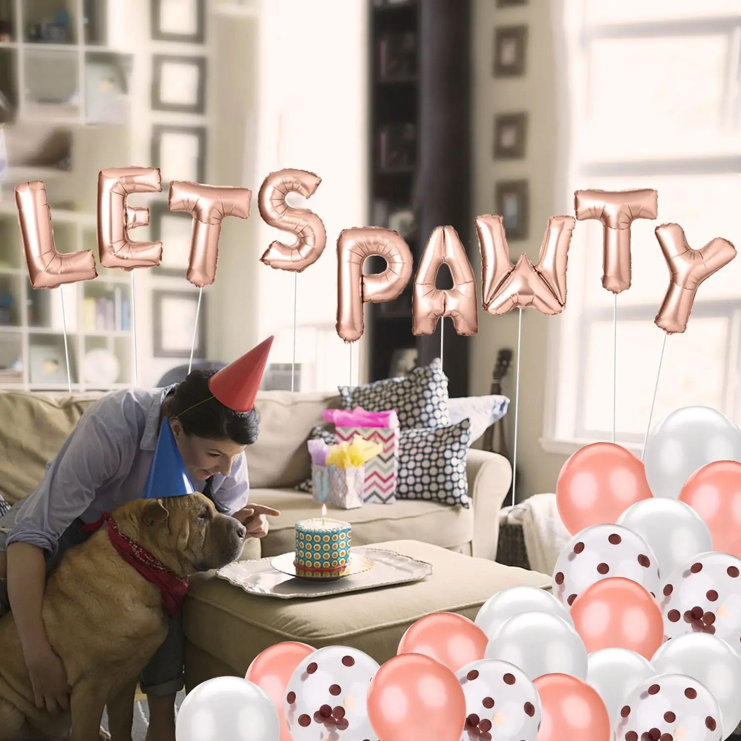 9 шт. 1" фольгированные шары милые буквы позволяет PAWTY вечерние шары декоративный шар для домашних собак кошек День рождения украшения