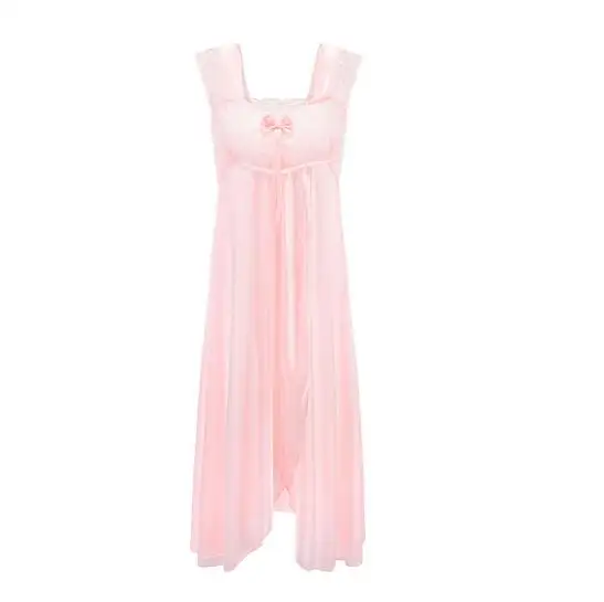 Summer Dress Lace Sleeveless Lingerie Sexy Women Nightwear Silk Night Gowns Satin Nightgown Sleepwear Red/Black Pink Q134