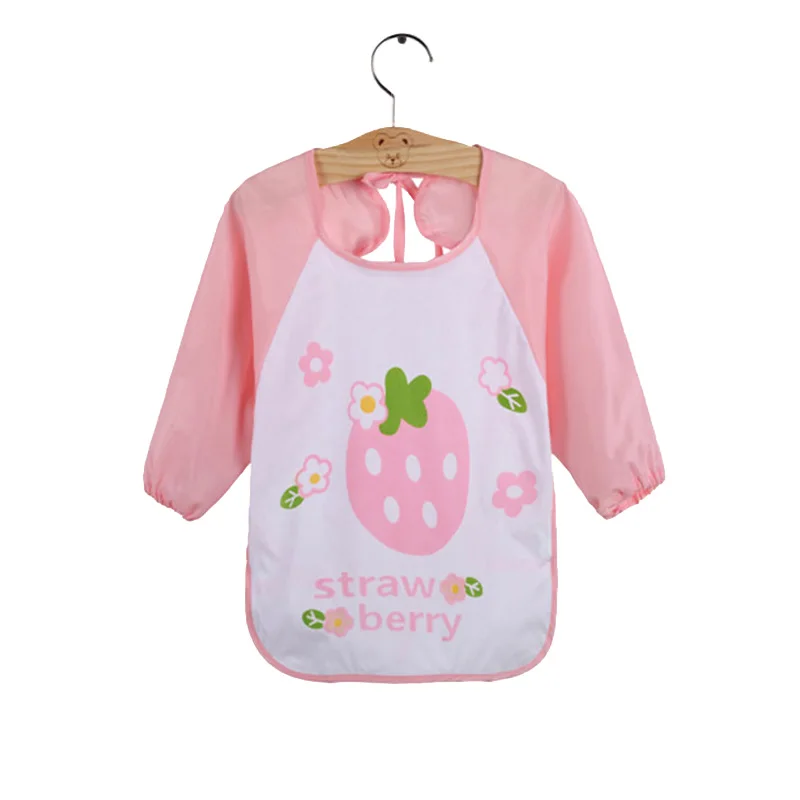 

2019 Baby Bibs Infant Burp Cloths Toddler Scarf Feeding Smock Long Sleeve Waterproof Coverall Animals Baby Feeding Accessories