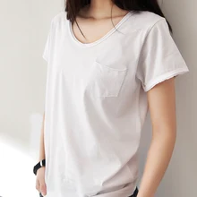 New 2017 Summer T Shirt Women All-match Basic Cotton Tee Shirt Femme Female Top Young Girl Solid Loose Short Sleeve T-shirts