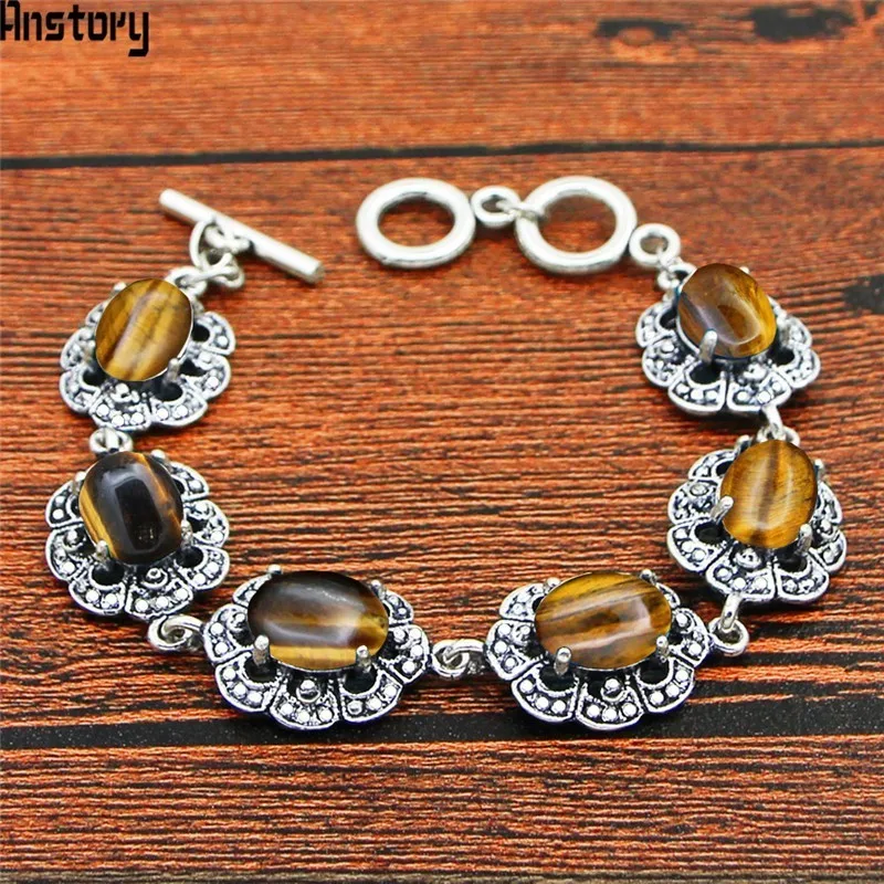 Oval Natural Tiger Eye Gelang Plum 