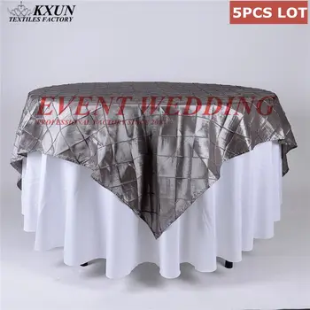 

5PCS Lot Taffeta Pintuck Table Cloth Overlay For Wedding Tablecloth Decoration