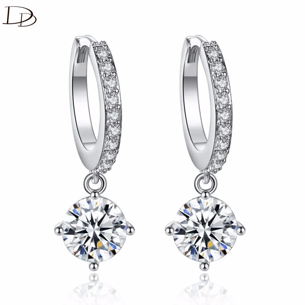 

DODO Kpop Long Earrings AAA Cubic Zirconia Copper Brincos Femme White Gold Color Drop Earring Wedding Party Fine Jewelry E38