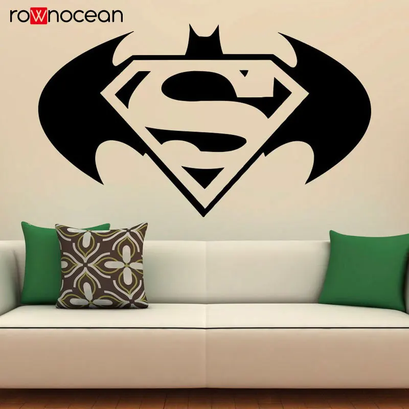 Batman Superman Wall Decal Comics Emblems Vinyl Stickers Hero Home Interior Design Art Murals Bedroom Decor Wallpaper 3408