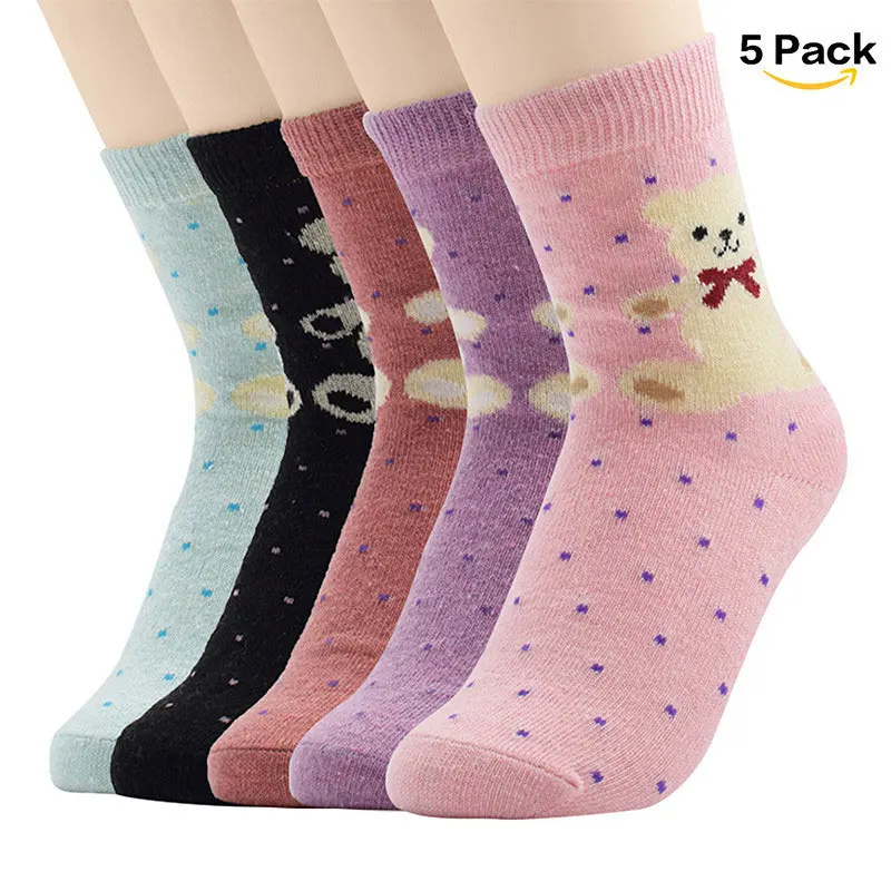 AZUE/5 пар однотонных зимних носков дышащие плотные шерстяные носки Теплые повседневные носки унисекс - Цвет: 5 Pack M