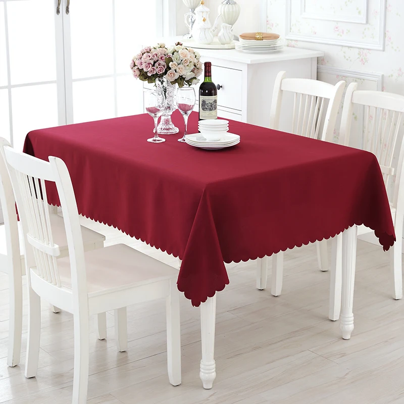 

Customized size 140 x 140 cm burgundy table cloth for home textile
