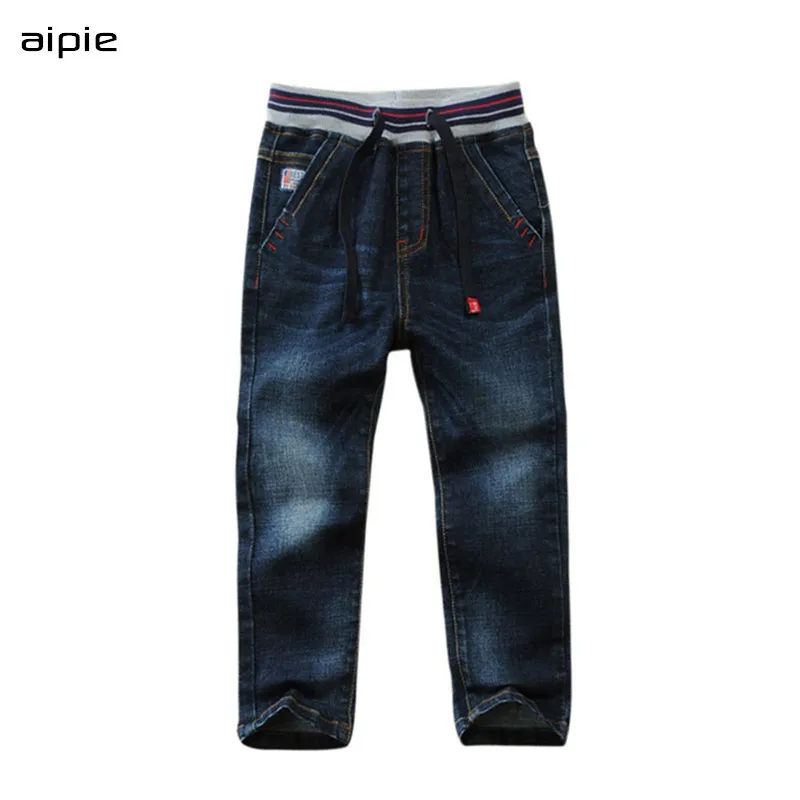 Акция; высококачественные детские джинсы; Классические однотонные хлопковые джинсы с эластичной резинкой на талии; джинсы для мальчиков; брюки для От 3 до 14 лет; детская одежда