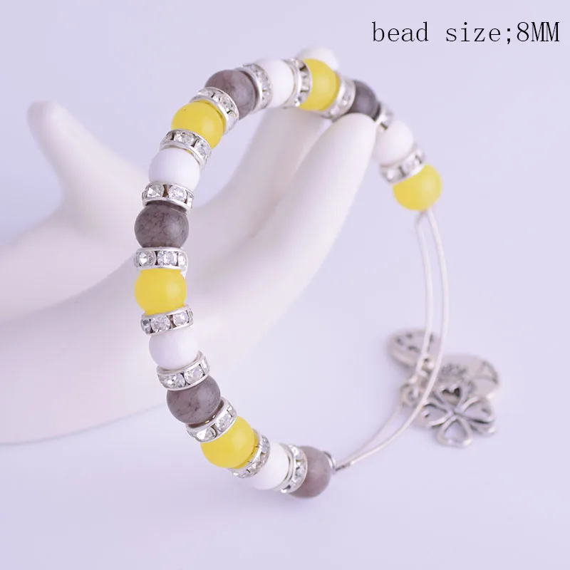 Wholesale Silver Expandable Bracelet Wire Wrapped Natural Stone White