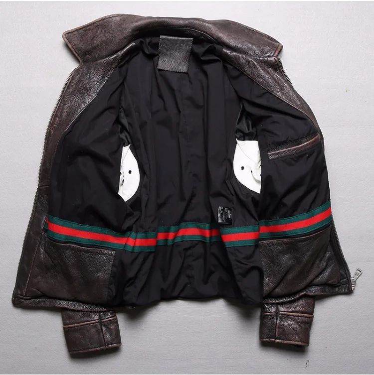 de couro genuíno moda motocicleta jaquetas grossas casacos inverno S-5XL