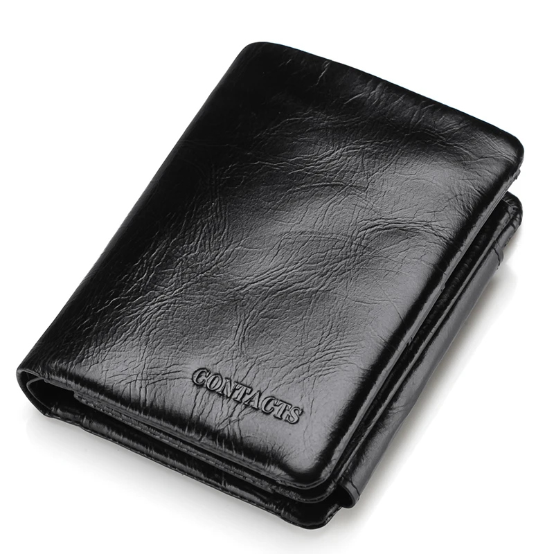 CONTACT'S حار بيع جلد أصلي للرجال مخلب محافظ بطاقة حالة رجل حاملي بطاقات محفظة 3 نمط محفظة مع عملة جيب أسود
