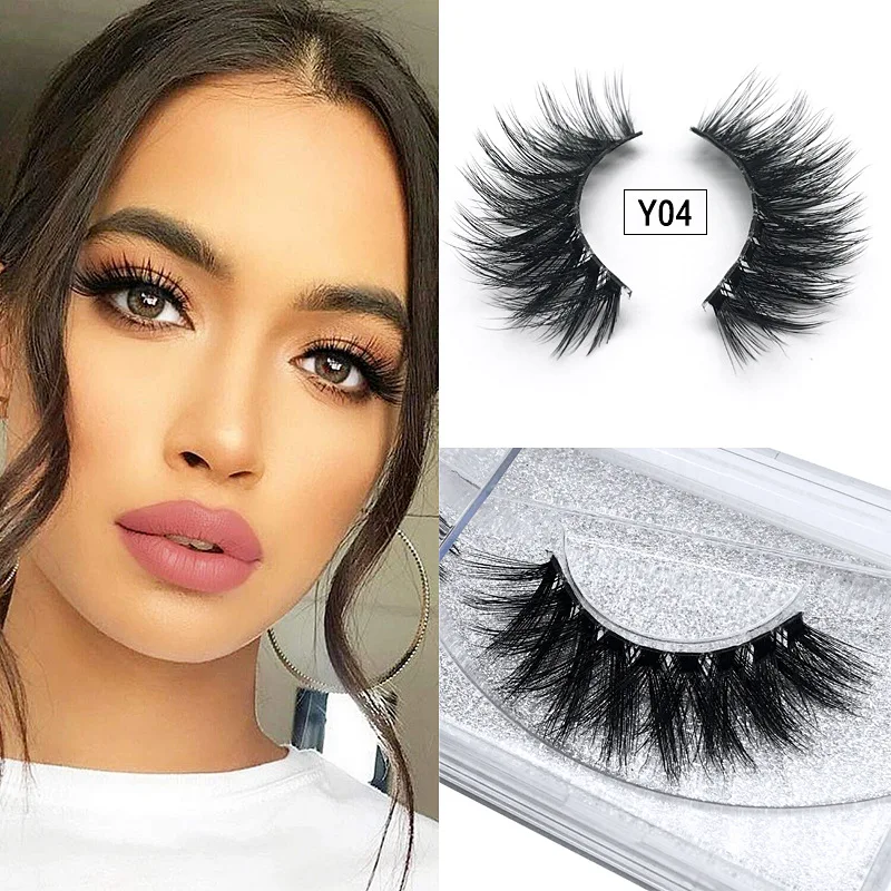 

1 pair of Handmade 3D multi-layer water mink false eyelashes Y series transparent stem natural eyelashes for makeup tools