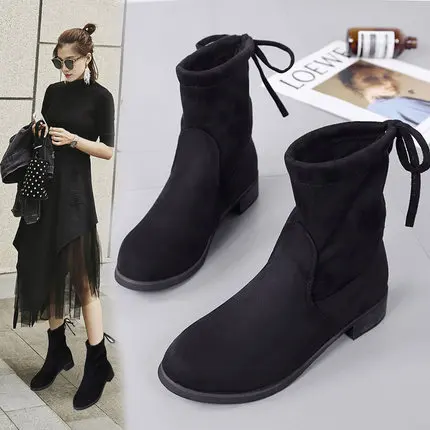 

Fashion Ankle Elastic Sock Boots Chunky High Heels Stretch Women Autumn Sexy Booties Pointed Toe Women Pump .