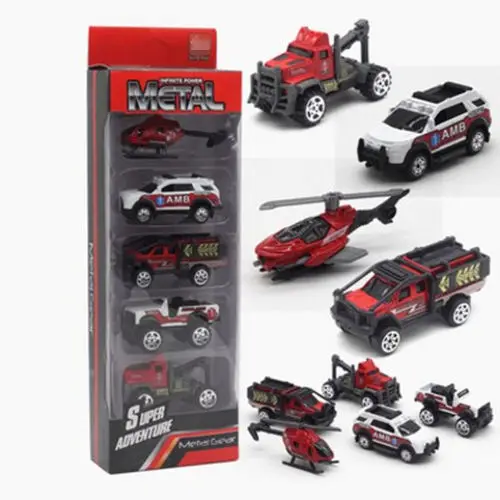 5PCS Non Remote Control Car Alloy Car Model Engineering Vehicle