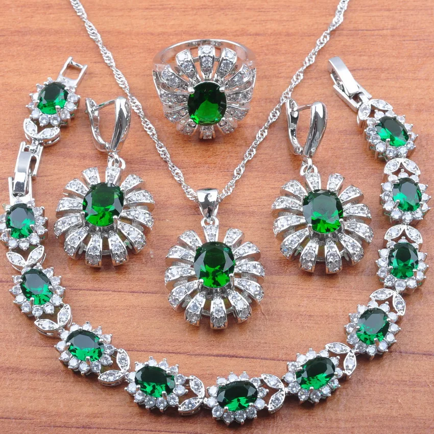 

Dubai Jewelry 925 Sterling Silver Jewelry Set Cubic Zirconia For Women Costume Earrings Necklace Pendant Rings Bracelet JS090