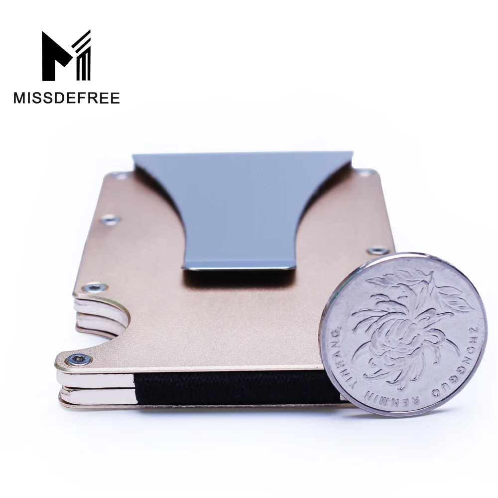 Алюминиевый мини кошелек с блокировкой Rfid тонкий металлический защитой от