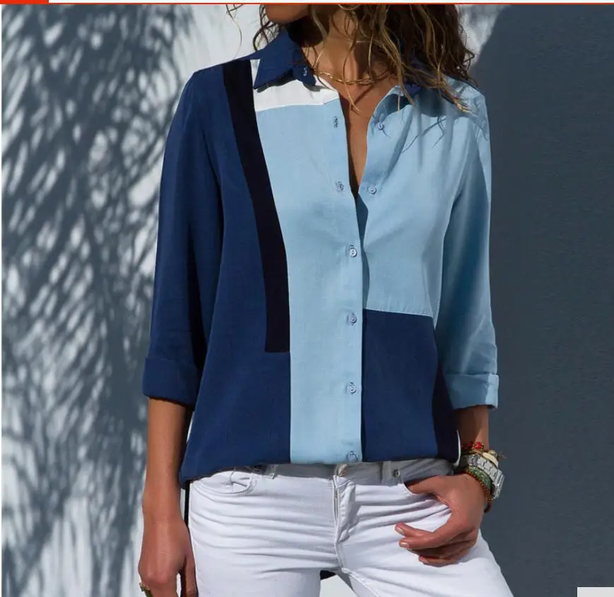 

Women Blouses 2019 Spring new Fashion Long Sleeve Turn Down Collar Office Shirt Chiffon Blouse Shirt Casual Tops Plus Size