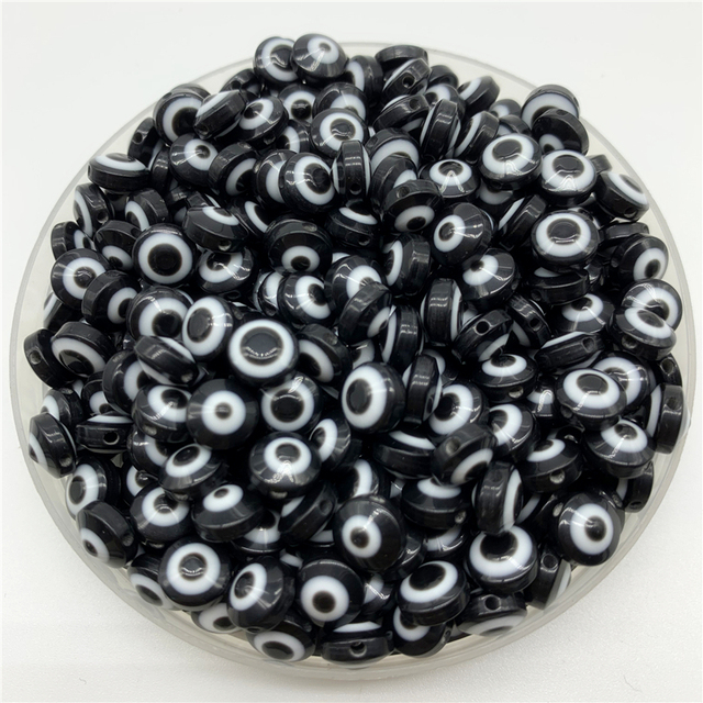 8mm Oval Shape Spacer Beads Evil Eye Beads Stripe Resin Spacer Beads For Jewelry Making Bracelet Necklace Charms