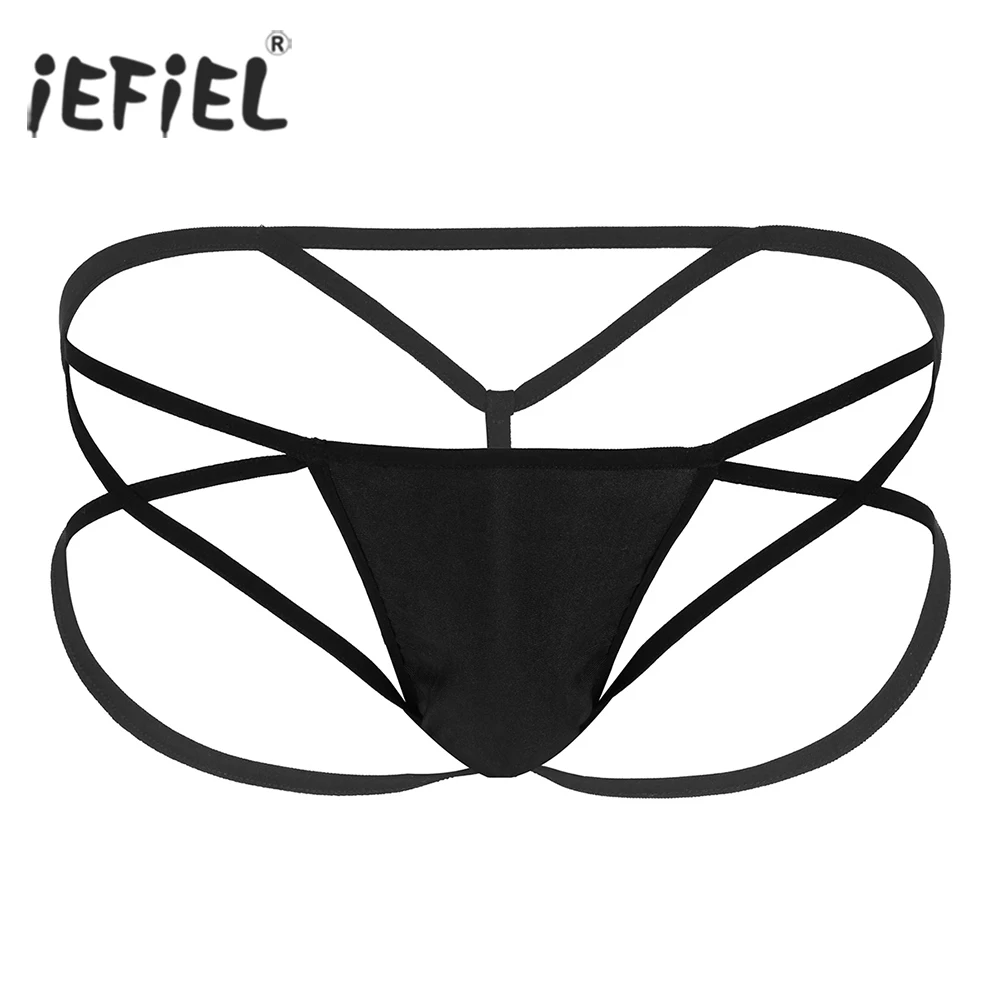 

iEFiEL Mens Lingerie Panties Low-rise Strappy Open Butt Bikini Criss-Crossing Side String Homme Jockstraps Underwear Underpants