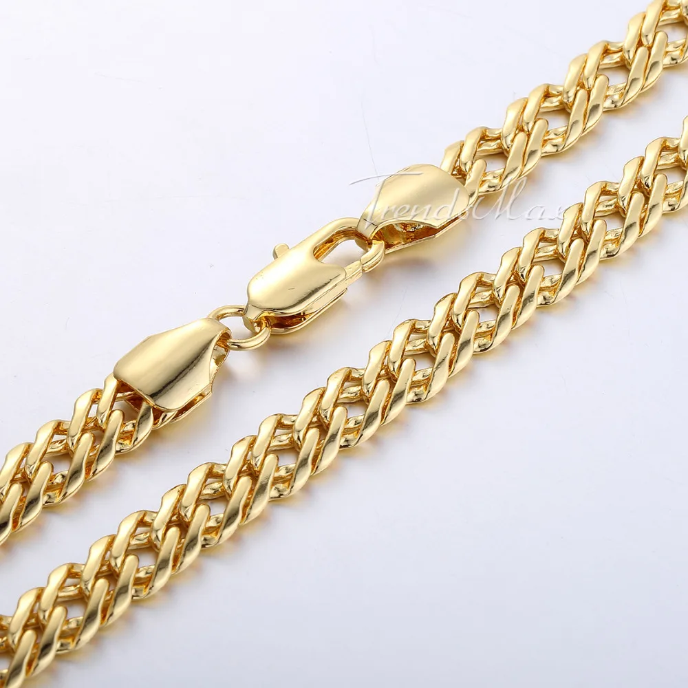 Men's Necklace Gold Rombo Double Curb Cuban Venitian Link Chain