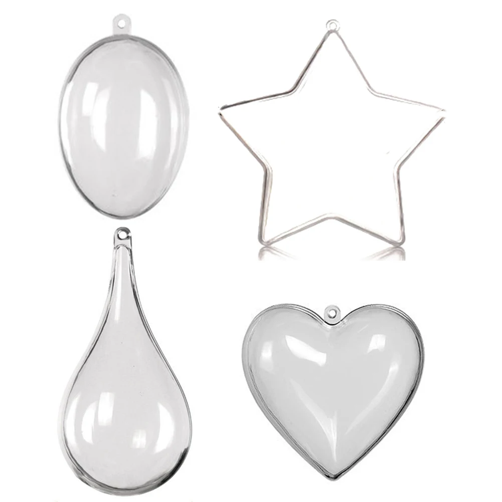 

1Pc Transparent Plastic Acrylic Heart Star Egg Drop Beads Can Fill the Ball Christmas Tree DIY Jewelry Christmas Tree Decoration