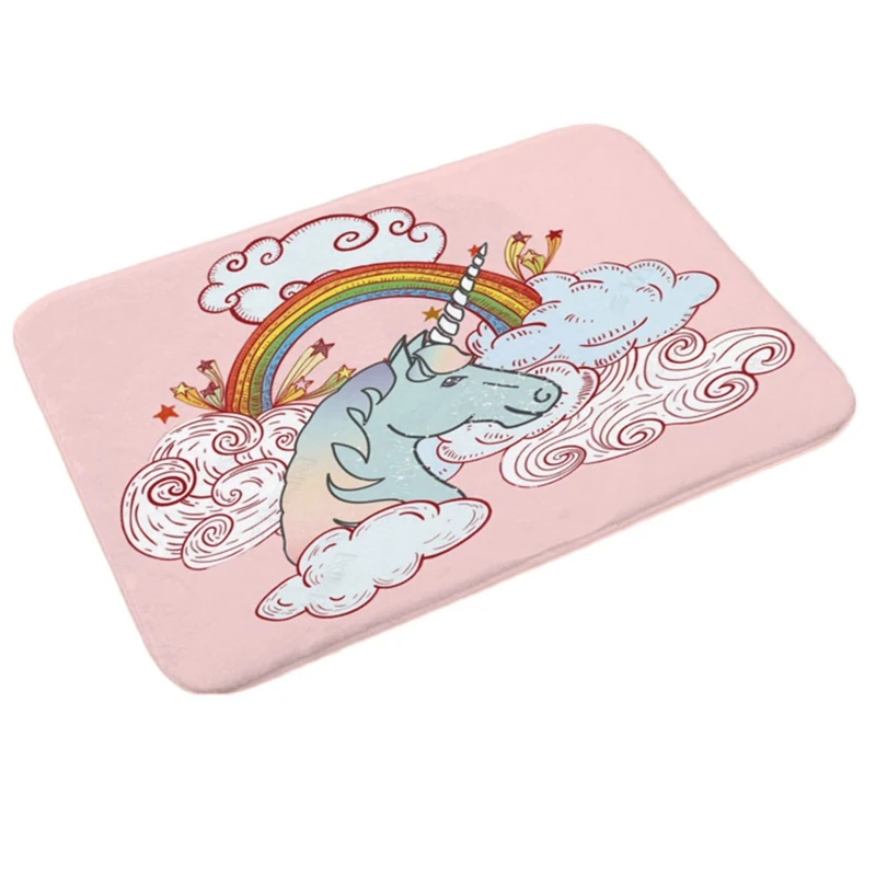 Unicorn Bath Mat Cartoon Printed Suede Rug Home Decoration Bathroom