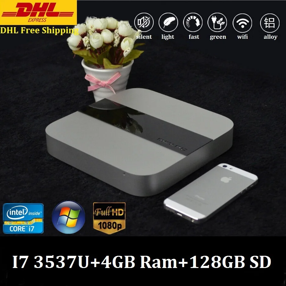 3 Years Warranty Win8.1 Mini PC i7 PC Much Better Than PIPO X7 Intel Core i7 3537U 3.1GHz 4GB Ram 128GB SSD DHL Free Shipping