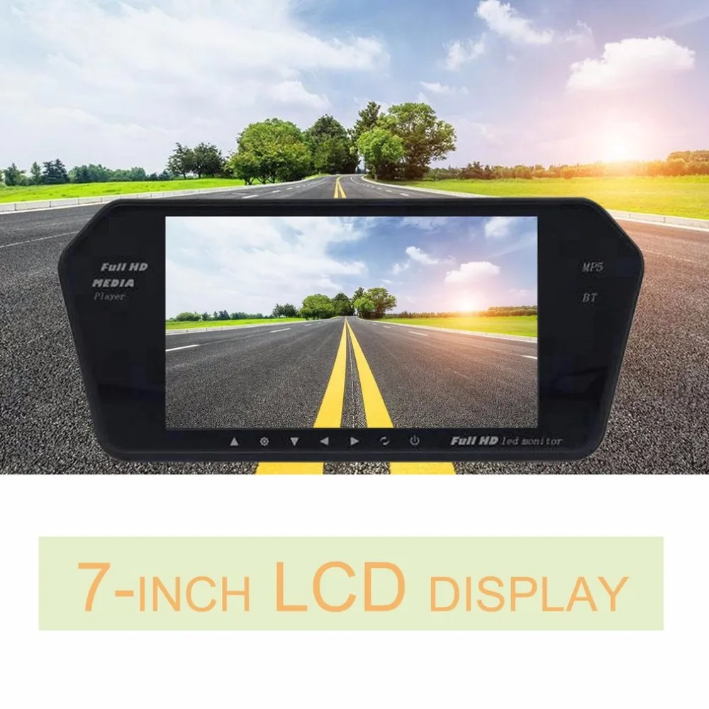 

2018 New Rear View Kit 7 Inch LCD Bluetooth Mirror Monitor With Reverse Camera 170 Degree Wide Angle Lens Support Night Vision