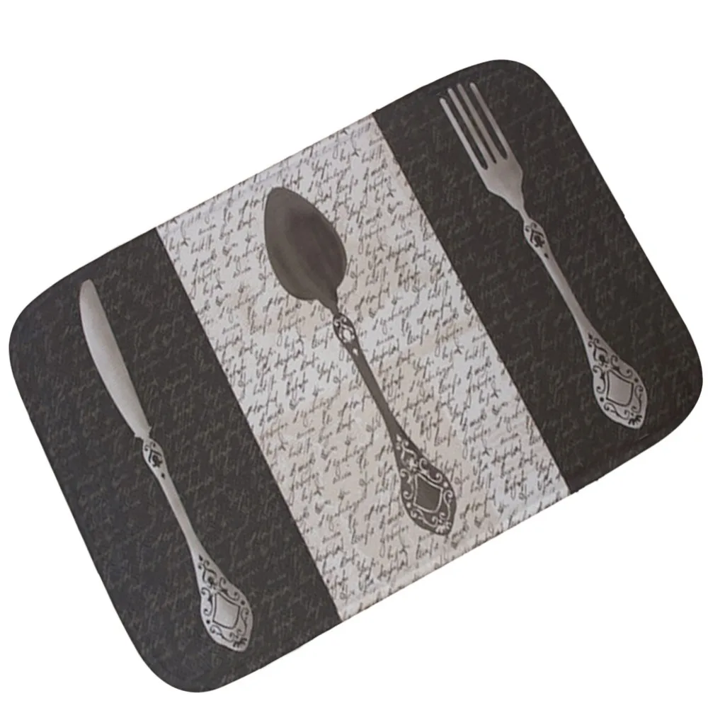 

Retro Kitchen Cutlery Pattern Indoor Absorbs Dirt Doormat Non Slip Door Mat for Front Door Inside Floor Entrance Rug
