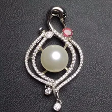 Fine Jewelry real 925 silver sterling 100% natural fresh water pearl brooches brooch for women fine pearl pendant neckalces