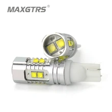 2x T10 194 W5W CREE Chip Led White/Yellow 25W 50W With Len Projector Aluminum Case Bulbs DRL Car Interior Reverse Source Light