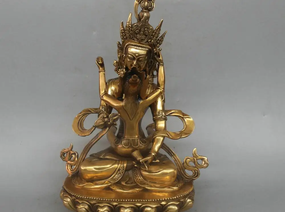 11'' China Tibet Vajrasattva Yab-yum Buddha Bronze Statue