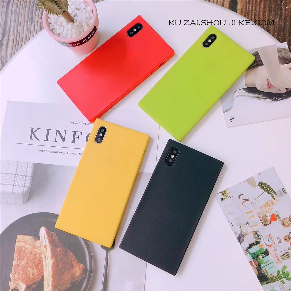 

For Iphone Xr Case Candy Colors Square Phone Case For iPhone X Xs max XR 6 6S 7 8 Plus Cases Smooth Silicone Soft Back Cover
