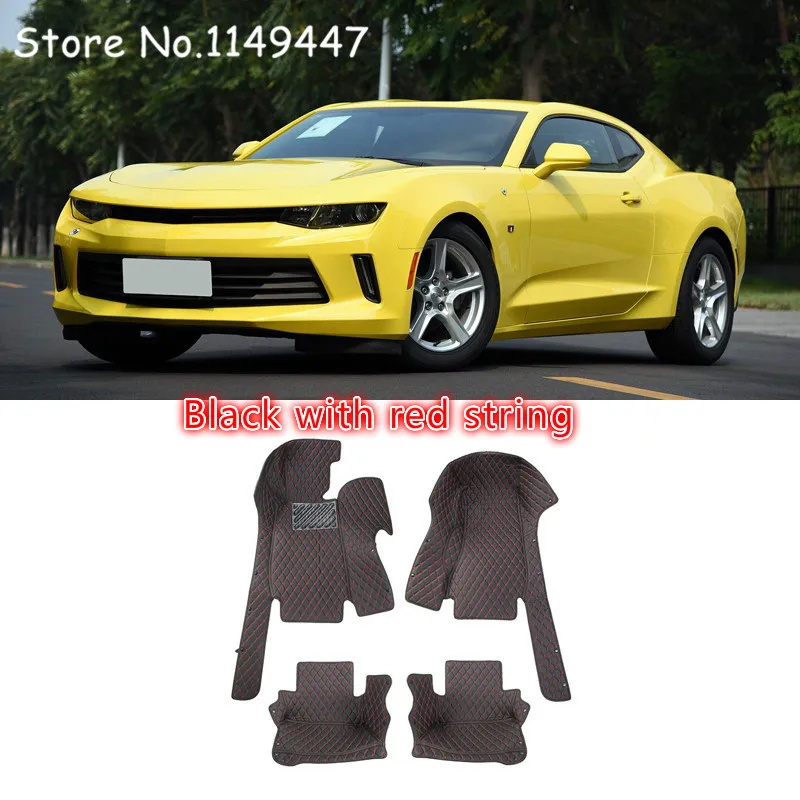 

For Left hand Drive! two colors option Car-styling Interior Leather Floor Mats & Carpets Trim For Chevrolet Camaro 6th Gen 16-17