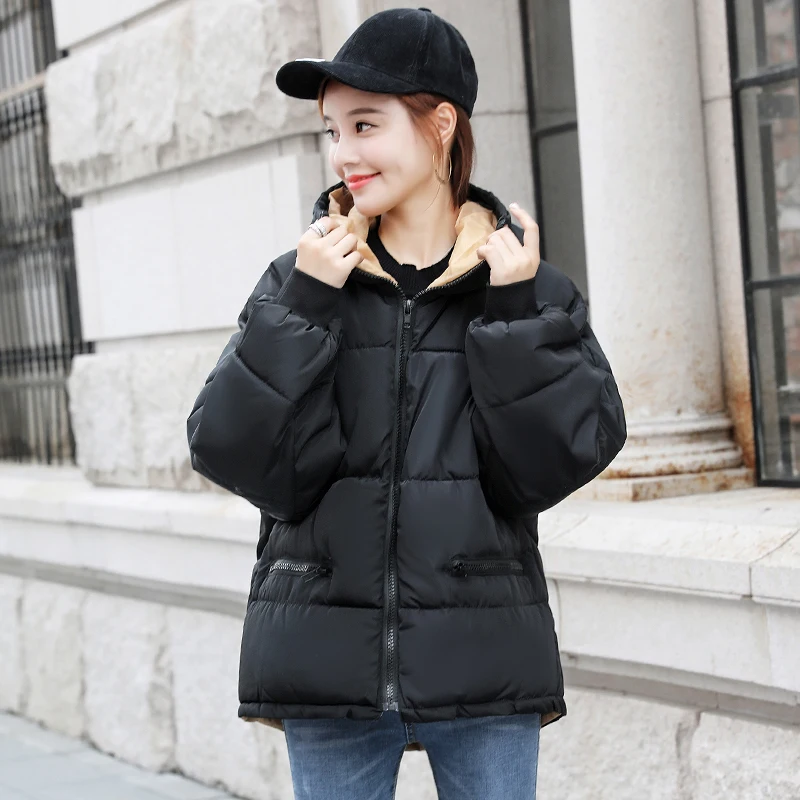 Корейский стиль, Зимняя женская куртка с капюшоном, негабаритное модное женское пальто, верхняя одежда, короткая теплая Женская куртка Chaqueta Mujer