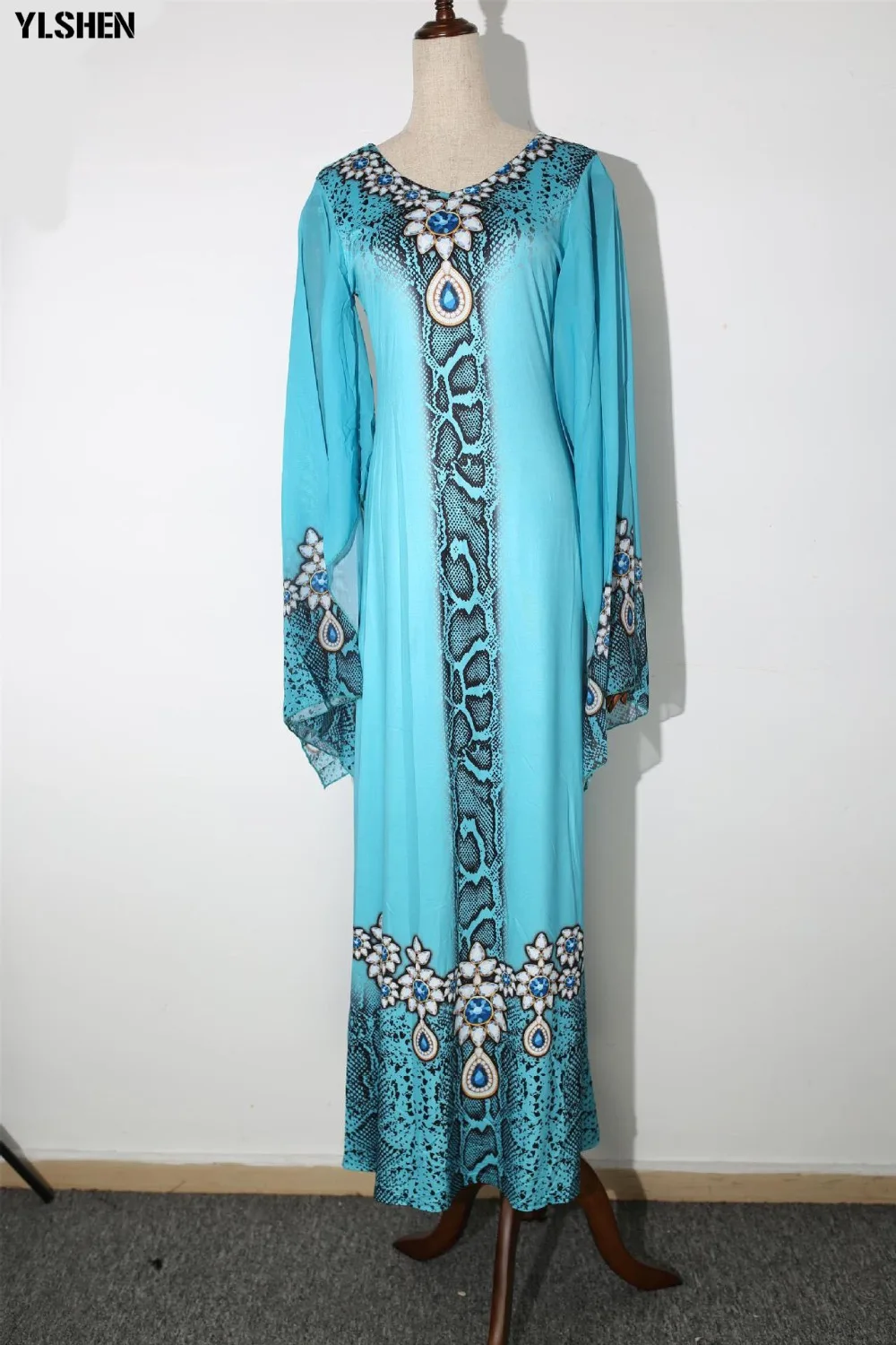 New African Dresses for Women Dashiki Diamond African Clothes Bazin Riche Sexy Slim Ruffle Sleeve Robe Evening Long Africa Dress 12