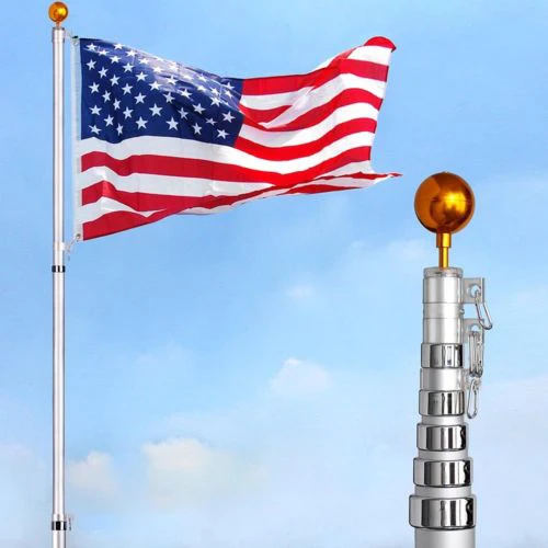 

25ft Aluminum Telescopic Flagpole Portable Outdoor Flag Banner American Flag Flagstaff Decoration