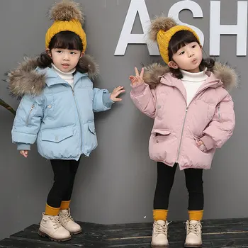 

White Duck Down Hooded Jacket Overalls for Newborn Children's Girl Warm Winter Outerwear Sport Clothing Child Girls Coats 3-9T