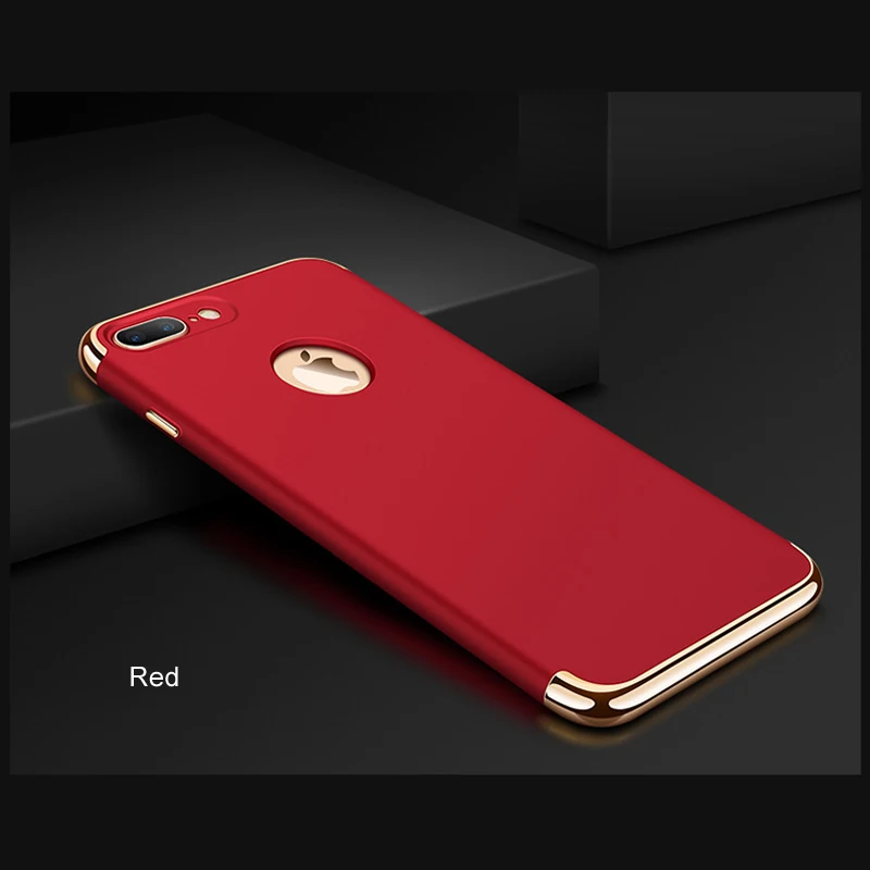 

Brand New Plating Cover Back Luxury Red Cases For iPhone 6 6S 6 plus Case For iPhone 7 Hard Case 3 in 1 Protective Cover Case