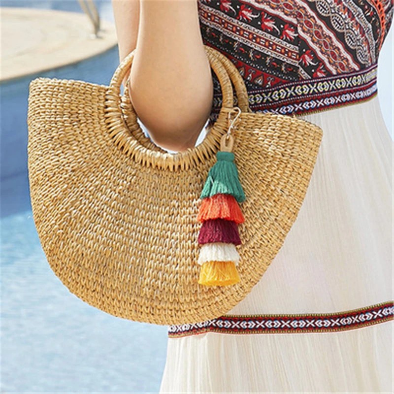 

BOBIGIULAI Brand Bohemian Long Tassel Keychain For Women Jewelry Gradient Colors Pendant Key Holder Female Jewelry Gift