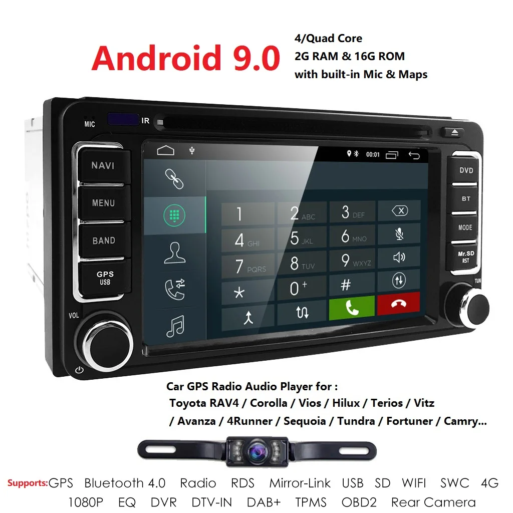 Android 9 0 автомобильный DVD плеер GPS навигация AM FM радио для Toyota RAV4 Corolla Camry Tundra 4Runner Previa